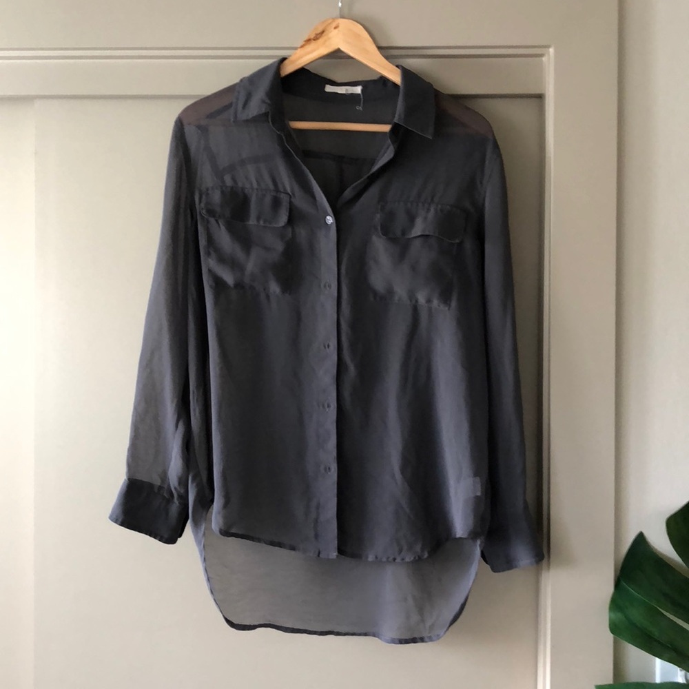 Long sleeved olive blouse